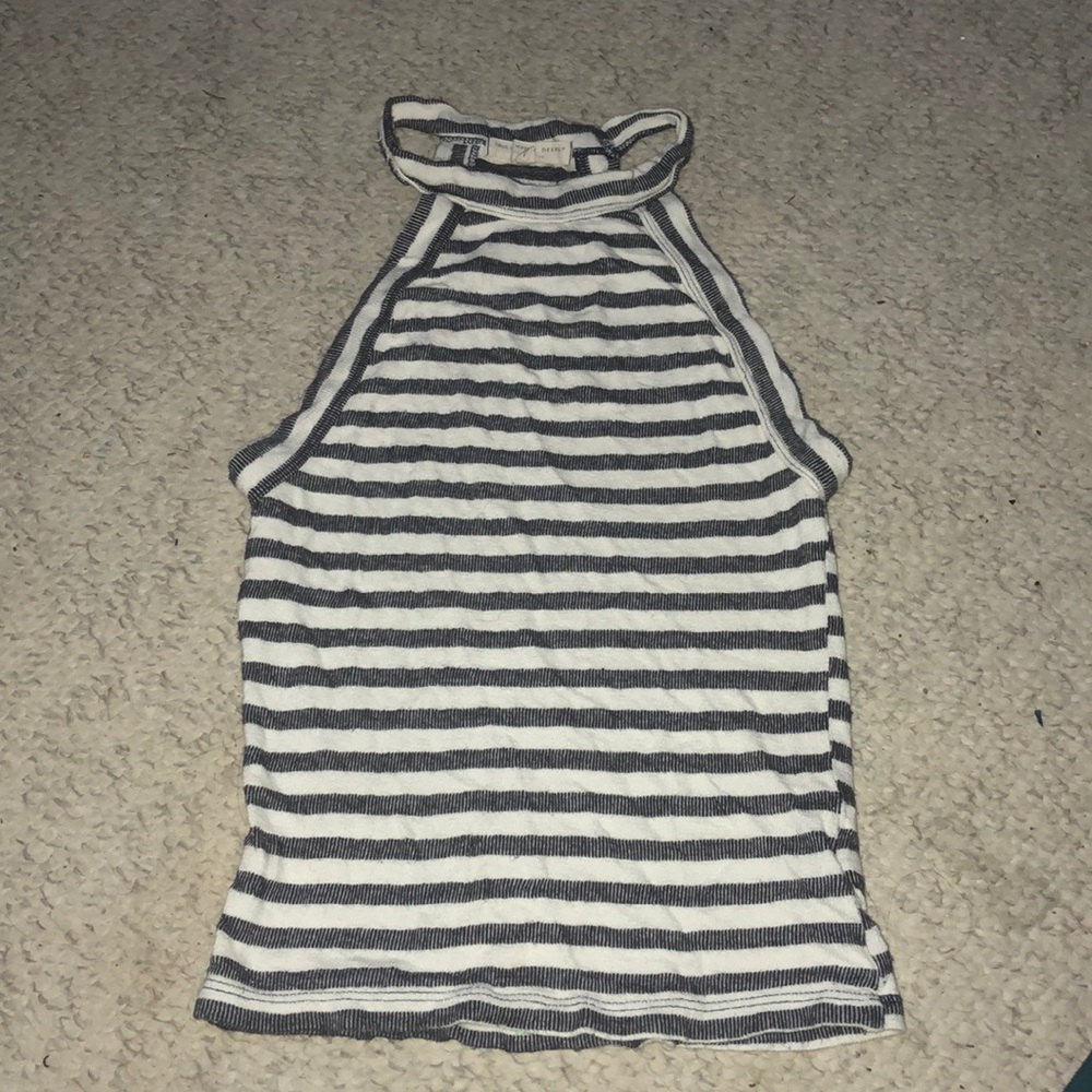 high neck striped top
